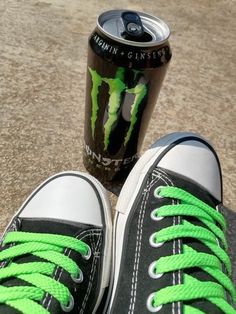 Monster Energy Shoes, Monster Drink Aesthetic, Hot Topic Aesthetic, Monster Energy Aesthetic, Monster Energy Clothing, Monster Cans Diy, Alone In A Crowd, Grunge Shoes, Monster Crafts