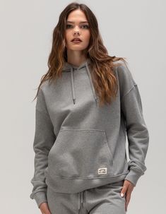 Brixton French Terry Hoodie. Woven Branding Tag At Left Hem. Drawstring Hood. Cuffed Long Sleeves And Hem. Kangaroo Pocket. Heathered Grey. 100% Cotton. Machine Wash. Imported. Model Is Wearing A Size Small. Model Measurements:height: 5'8" Bust: 31"waist: 23.5"hips: 34.5" Comfy Cotton Hoodie With Drawstring, Everyday Hoodie Sweats With Drawstring, Everyday Sweats With Drawstring Hood, Cozy Relaxed Fit Hoodie With Drawstring, French Terry Hoodie With Drawstring For Fall, French Terry Sweats With Drawstring Hood For Fall, Drawstring Hood French Terry Hoodie For Fall, Fall French Terry Hoodie With Drawstring, Comfy Drawstring Hoodie For Fall