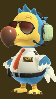 a cartoon bird with headphones and sunglasses