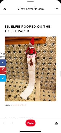 an image of a toilet paper roll with a santa hat on it and the text, $ 35 elf poofed on the toilet paper