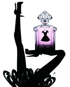 the silhouette of a woman holding a bottle of perfume