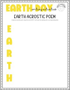 the earth poem is shown in yellow and white