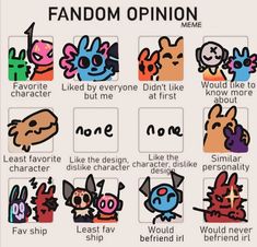 an image of cartoon characters with the words fandom onion meme and other expressions