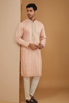 Buy Purple Kurta Chanderi Silk Hand Embroidered Lotus Kingdom Set For Men by Runit Gupta Online at Aza Fashions. Mirror Work Kurta, Embroidery Mirror Work, Embroidery Mirror, Mirror Embroidery, Silk Embroidery