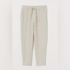 Brand New With Tags. Size Xl. 100% Linen H&m Casual Loungewear Pants, Casual H&m Loungewear Pants, H&m Beige Bottoms For Workwear, Beige H&m Bottoms For Work, H&m Casual Ankle-length Pants, H&m Beige Bottoms For Spring, H&m Beige Spring Bottoms, Spring Beige Bottoms By H&m, H&m Casual Relaxed Fit Pants