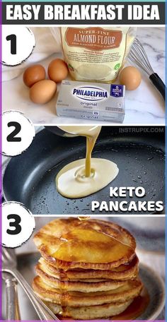 Indulge in the delightful taste of these keto pancakes, crafted with just three simple ingredients: almond flour, cream cheese, and eggs. This magical blend transforms into a guilt-free classic breakfast delight.  Top them with sugar-free syrup or pureed berries for an extra touch of sweetness. These pancakes are especially satisfying if you're craving something special after a morning of scrambled eggs.  Surprisingly easy to make, even on 
.#KetoKitchenCreations #SweetKetoTreats #SatisfyingKetoMeals #KetoLifestyleGoals #KetoSuccessStories Pureed Diet, Best Keto Pancakes, Pancake And Waffle, Keto Pancakes, Classic Breakfast, Sugar Free Syrup, Waffle Recipes, Pancakes And Waffles, Scrambled Eggs