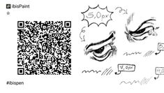 a drawing of an eye and qr code