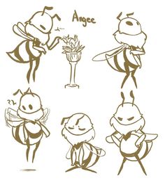 some cartoon character sketches for an animation project