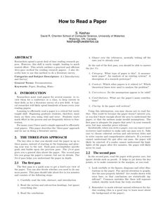 a paper with the words how to read a paper