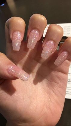 Simple Glitter Nail Ideas, Nail Salon Acrylic Nails, Nails With One Glitter Nail, All Glitter Nails, Matte Glitter Nails, Cute Glitter Nails, Simple Glitter Nails, Acrylic Nails Glitter, Glitter Nail Ideas