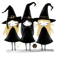 Cute Witches, Whimsical Witch Art, Whimsical Witch, Witch Illustration, Spooky Illustration, Halloween Design Graphic, Witch Items Illustration, Cute Witch, Witch Png