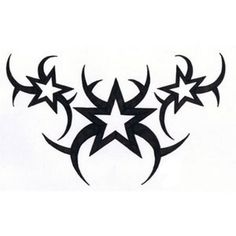 an artistic tattoo design with stars and crescents on the back of each star,