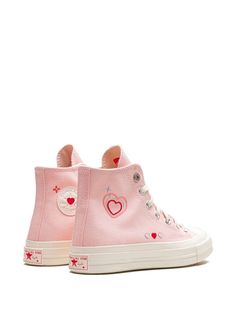 Find CONVERSE Chuck 70 Hi Y2k Heart Sneakers on Editorialist. pink canvas appliqué logo heart print round toe front lace-up fastening branded insole rubber sole OrthoLite cushioning These styles are supplied by a premium and authenticated sneaker marketplace. Stocking only the most sought-after footwear, they source and curate some of the most hard to find sneakers from around the world. Heart Sneakers, Y2k Heart, Converse Trainers, Chic Sneakers, Sneakers Converse, Converse Chuck 70, Chuck 70, Bank Card, American Heritage