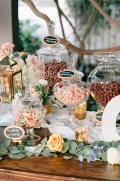 an assortment of candy and candies on a table