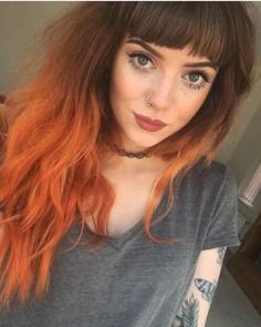 Scene Hair Orange Ombre Hair, Fall Diys, Red Orange Hair, Cheveux Oranges, Red Ombre Hair, Hair Color Orange, Short Ombre Hair, Brown Ombre Hair, Fresh Hair