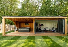 an outdoor gym in the middle of a yard