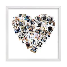 a heart shaped photo frame with many photos in the shape of a heart on it