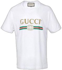 Gucci Tops With Logo Detail For Streetwear, Sporty Gucci Tops For Streetwear, Sporty Gucci Tops With Letter Print, Gucci Cotton Tops With Logo Print, Gucci Cotton Tops With Embroidered Logo, Gucci Sporty Tops With Letter Print, Sporty White Gucci Tops, Sporty Gucci Crew Neck Top, Gucci Cotton Top For Streetwear