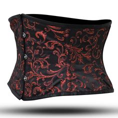 This Brocade Short torso Waist Trainer is versatile Attractive Corset and can be used for tight-lacing, shaping, and waist training, making it an excellent investment for anyone looking to achieve their desired body shape & Attractive Look. It also provides solid support for the lumbar, middle, and lower back. Additionally Wearing This Brocade Red and black under bust corset during work can also lead to posture improvement. The Heavy Duty Steel Boned Corset is made with the highest-quality mater Steampunk Black Underbust Corset Belt, Gothic Overbust Corset Belt With Medium Bust Support, Red Fitted Underbust Corset Belt, Fitted Red Underbust Corset Belt, Gothic Black Corset With Medium Bust Support, Gothic Stretch Underbust Corset, Black Stretch Overbust Corset Belt, Black Overbust Corset With Medium Bust Support, Black Underbust Corset