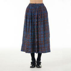 Women's London Street Style Skirt Plaid Student School Fall Skirt Vintage Skirt Fall Long Pleated Skirt With Elastic Waistband, Fall Long Skirt With Elastic Waistband, Fall Mini Skirt With Elastic Waistband, Retro Winter Skirt, Fall Blue Full Skirt, Blue Full Skirt For Fall, Blue Pleated Maxi Skirt For Fall, Retro Relaxed Fit Skirt For Fall, Fall Skirt With Elastic Waistband And Relaxed Fit