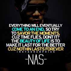 a man wearing sunglasses and a black t - shirt with the words nas on it