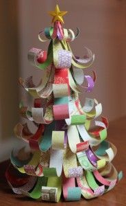 a christmas tree made out of strips of paper