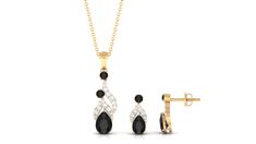 Product Details Get this Bridal Jewelry Set for your beloved one. Showcasing Pear and Round Shape Black Onyx secured in Prong Setting while dainty Round Shape Diamonds studded in Pave Setting. Flaunt this Black Onyx Jewelry Set with your special attire to stand out from the crowd and make everyone a fan of your style. Product Information SKU SHP-PENDANT0821351421 Weight 3.65 gm (Approximate) BLACK ONYX INFORMATION No.of Stones 7 Pieces Total Weight 2.16 Carat (Approximate) Dimension(approx) Pear Elegant Black Spinel Jewelry For Evening, Elegant Black Spinel Jewelry With Prong Setting, Formal Black Diamond Pendant Jewelry, Luxury Black Spinel Jewelry, Luxury Black Spinel Jewelry With Rose Cut Diamonds, Black Onyx Jewelry, Onyx Jewelry, Round Moissanite, Black Spinel