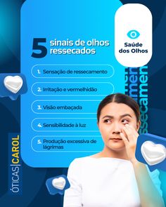 a woman holding her nose with the words 5 sinais de olhos resescados