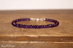 This bracelet features genuine amethyst faceted rondelles. The beads are strung on high quality beading wire and the bracelet closes with a lobster clasp. The color of these stones are absolutely beautiful! A dark gorgeous purple! stones- 4mm Amethyst is the birthstone for the month of February Please select the length that you would like the bracelet to be made. If you would like a different length please message me before purchasing. Magnetic clasps are available in gold, rose gold and silver. Moonstone Bracelet, Sapphire Bracelet, Ruby Jewelry, Amethyst Jewelry, Amethyst Bracelet, Beading Wire, February Birthstone, Purple Stones, Layered Bracelets