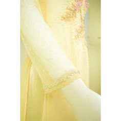 ÁO DÀI Kem Vàng Kết Cườm Tay Von Chấm Bi Vàng | Ivory AO DAI Gold Pearl Pink Flower Elegant Gold Ao Dai For Wedding, Festive Pink Ao Dai For Formal Occasions, Elegant Summer Ao Dai For Festive Occasions, Elegant Summer Festive Ao Dai, Elegant Gold Ao Dai, Yellow Fitted Ao Dai For Wedding, Pearl Pink, Lunar New Year, Lunar New