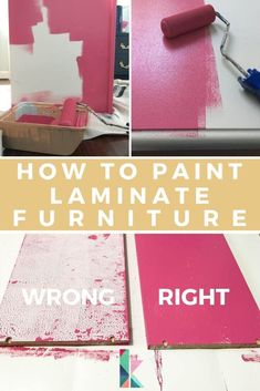 how to paint laminate furniture with bright pinks and whitese on the walls