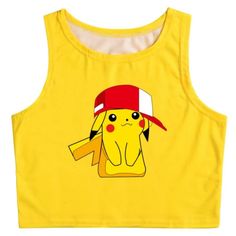 Pokemon Character Cropped Top. Perfect Sexy Top Or Cosplay Costume. New In Bag. No Size Is Listed, But Fits Like A S/Xs. Pikachu With Red Cap Length: 15" Chest (Flat): 14.5" 100% Polyester/Terylene Coloring May Be Slightly Different From Photos. Item Is From A Smoke Free Home. Please Don't Hesitate To Ask Questions! :) Character Print Tops For Summer Sports, Trendy Yellow Tops With Cartoon Print, Trendy Yellow Sports Top, Trendy Yellow Tops With Character Print, Pikachu Outfit, Books Collection, Pokemon Pikachu, Red Cap, Boho Bedroom