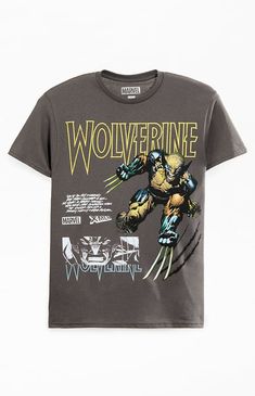 The Marvel Wolverine T-Shirt showcases a crew neckline, short sleeves, a standard fit, and features striking graphics of Marvel Wolverine printed on the front. If you're a fan of X-Men, this tee is perfect for you.


	Crew neckline
	Short sleeves
	Standard fit
	Front graphic
	Machine washable Marvel T Shirts, Wolverine T Shirt, Wolverine Shirt, Disney Fits, Marvel Wolverine, College Clothes, Shirt Inspiration, Marvel Clothes, Pacsun Mens