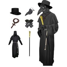 Questions? Leave A Comment Below! New In Package 6 Pieces Deluxe Costume Black, Adult Size Medium Package Includes All You Need : Bucket Hat,Leather Plague Mask,Black Robe ,Wooden Cross Necklace,Gloves And Scepter Robe Length-60",A Little Biger Than Normal Size,Unfit For Children.For People Height 5'2" To 6'4",Plague Mask With Adjustable Belt,Unisex. Plague Doctor Mask Make Of Premium Leather,The Robe Made Of High Quality Polyester Fiber ,Felt Plague Doctor Hat And Wood Cross Necklace ,All Are S Plague Dr, Beak Mask, Doctor Halloween, Plague Doctor Costume, Plague Mask, Plague Doctor Mask, Doctor Costume, Doctor Outfit, Doctor Mask