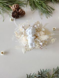 Handmade brooch made from preserved and artificial materials with angel... #winter #wintertime #winterfashion #outfitinspiration #brooch #brooches #christmasbrooch #winterbrooch #broochforcoat #handmadedesign #handmadejewelry #angel #angeldesign #inspiration #magaela #magaelaaccessories #flowershop Angel Brooch, Cute Angel, White Angel, Gift For Daughter, Jewelry Christmas, Brooches Handmade, Present Gift, Christmas Present, Cute Design