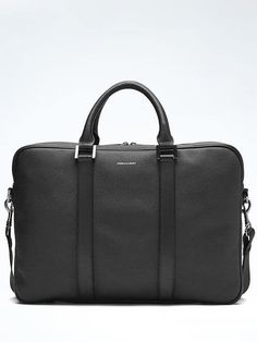 Banana Republic Mens Hook & Albert | Leather Structured Briefcase Size One Formal Leather Briefcase With Silver-tone Hardware, Leather Briefcase With Silver-tone Hardware For Formal Use, Classic Briefcase With Silver-tone Hardware For Work, Formal Briefcase With Palladium Hardware, Classic Pebbled Leather Satchel With Silver-tone Hardware, Business Leather Satchel With Silver-tone Hardware, Palladium Hardware Briefcase For Work, Business Saffiano Leather Satchel With Detachable Strap, Modern Business Bags With Silver-tone Hardware