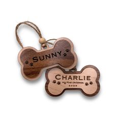 Hand crafted custom wooden personalized dog bone ornaments Bone Ornament, Dog Bone, Personalized Keychain, Pet Tags, Wood Ornaments, Personalized Dog, Custom Pet Portraits, Art Of Living, Memorial Gifts