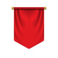 a red flag hanging from a gold pole