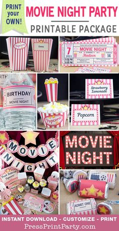 movie night party printable package