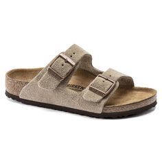 Arizona Kids Suede Leather Taupe | BIRKENSTOCK Taupe Sandals, Kids Online Shopping, Two Strap Sandals, Birkenstock Sandals, Kids Sandals, Birkenstock Arizona, Exercise For Kids, Sneaker Brands, Soft Suede