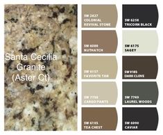 some brown and white granite with the words santa cecilia granite aster c