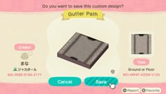 an animal crossing game screen with the text do you want to save this custom design?