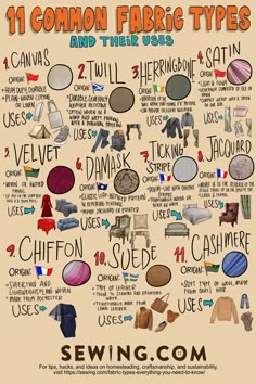 the 11 common fabric types and their uses info graphic by sewng com, via flickr