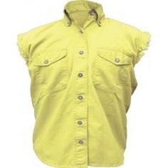 Ladies sleeveless yellow shirt 100% cotton twill 2 front buttoned chest pockets Snap down collar PROD ID AL2928 Casual Cotton Vest With Snap Buttons, Cotton Button-up Vest, Summer Cotton Vest With Snap Buttons, Sleeveless Cotton Vest With Snap Buttons, Cotton Sleeveless Vest With Snap Buttons, Sleeveless Cotton Shirt With Button Closure, Yellow Cotton Vest For Summer, Yellow Cotton Tops With Buttons, Yellow Cotton Summer Vest