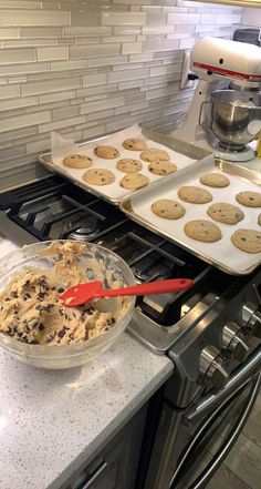 cookies and ice cream are being made in the kitchen