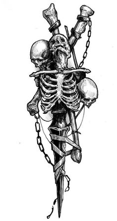 Knife Tattoo, Scary Tattoos, Skull Art Drawing, Creepy Tattoos, Skulls Drawing, Geniale Tattoos, Dark Art Tattoo, Tattoo Style Drawings, Tattoo Design Book