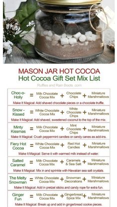 mason jar hot cocoa gift set mix list