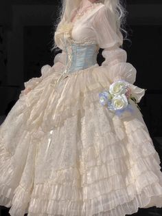 ❤︎ Flower wedding Lolita Gows Dress❤︎ This item takes 7 days to ship. Royal Aesthetic Princess Dress, Anime Wedding Dress, Victorian Era Dresses, Prom Dress Inspo, Aesthetic Grunge Outfit, Royal Dresses, Fairytale Dress, Fantasy Dress, Fairy Dress