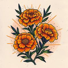 October Birth Flower Tattoo Design Pack Vintage Jackolantern Tattoo, Upper Arm American Traditional Tattoo, Flowers And Fire Tattoo, Tattoo November Birth Month, Gerber Daisy Tattoo Color, American Traditional Prints, Traditional Flowers Tattoo Design, Oaxaca Tattoo Ideas, Thanksgiving Tattoo Ideas