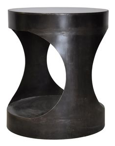 a black table with two circular bases